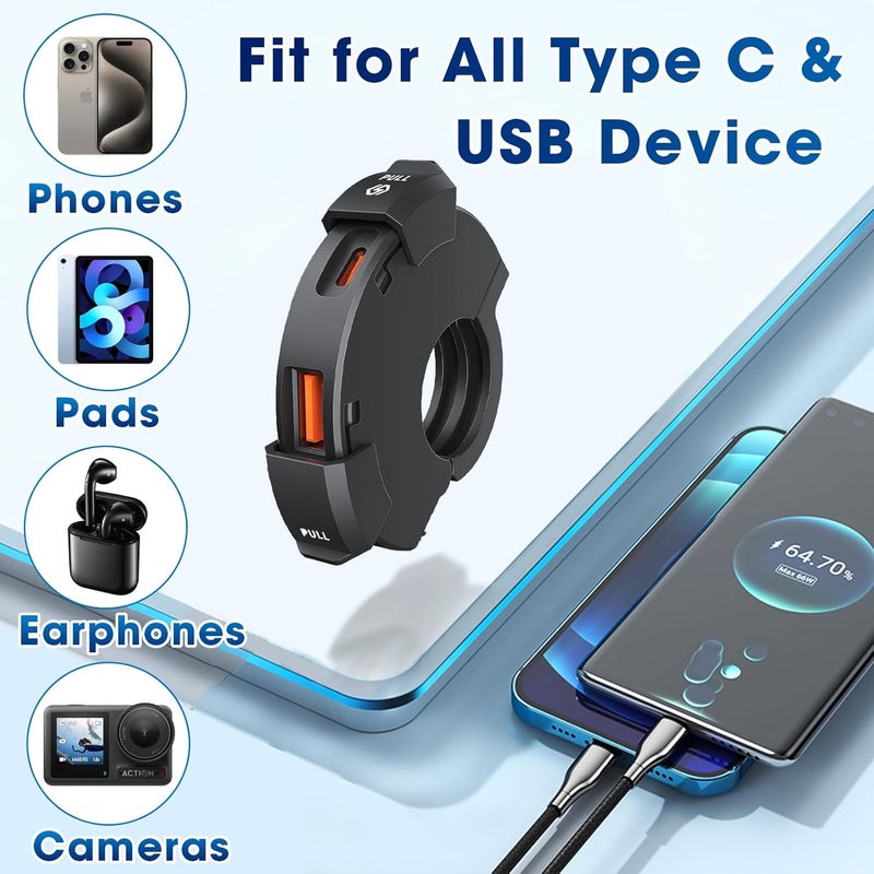 Thlevel Motorcycle Phone Charger 30W PD Type-C 18W USB Quick Charger Ultra-Narrow SAE to USB Adapter IP65 Waterproof Motorcycle Accessories for Phones/Tablets - Image 4